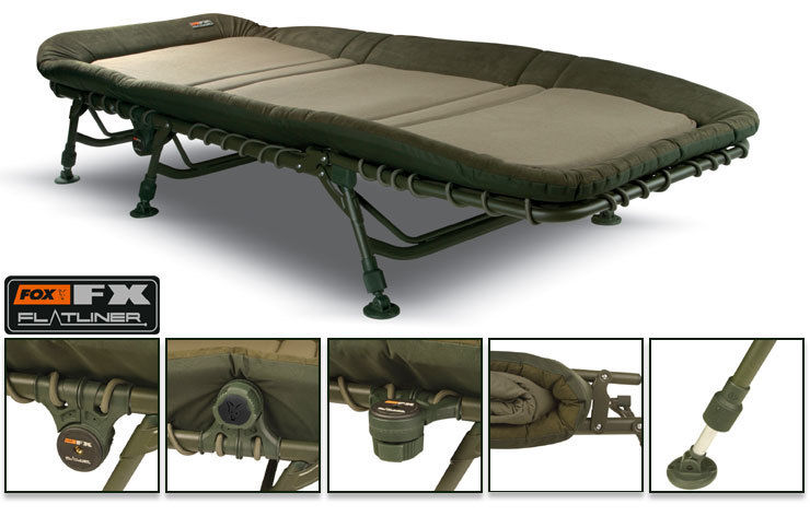 Fox NEW FX Flatliner Kingsize Fishing Bedchair FREE Carp Fishing Bivvy ...